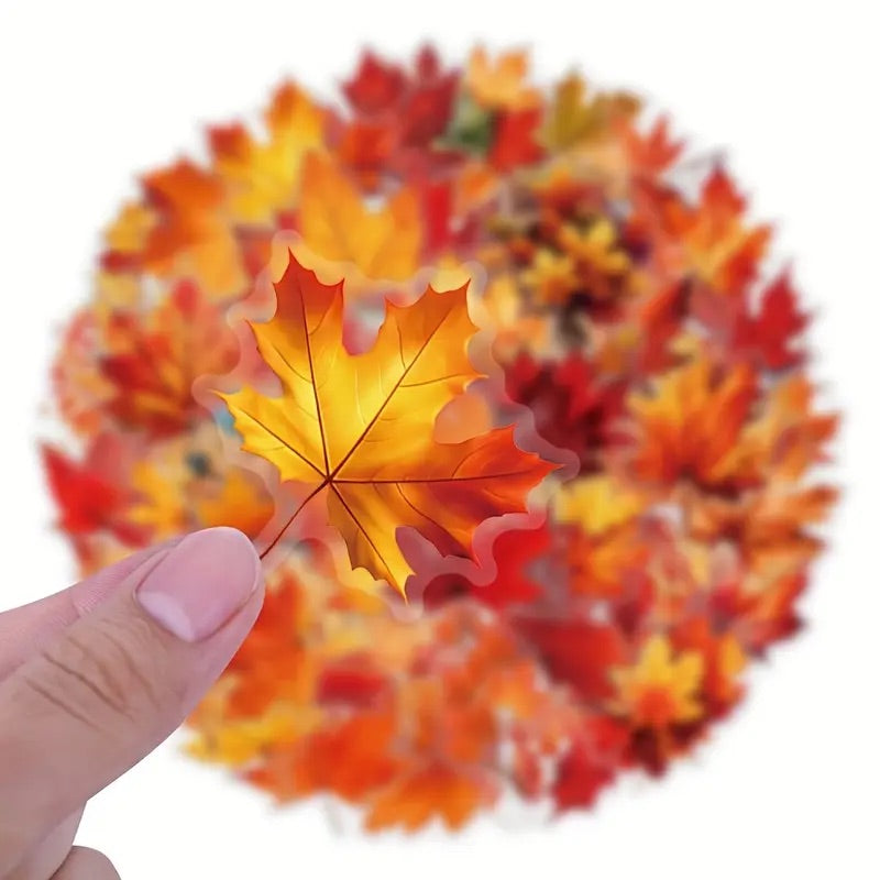 50 Pcs Seasonal Leaves PET Stickers