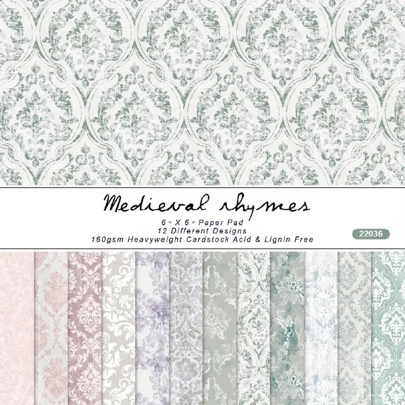 12 Page Pastel Damask 6x6 Paper Pack