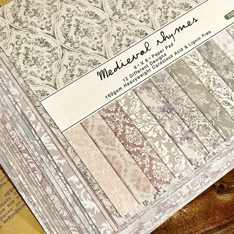 12 Page Pastel Damask 6x6 Paper Pack