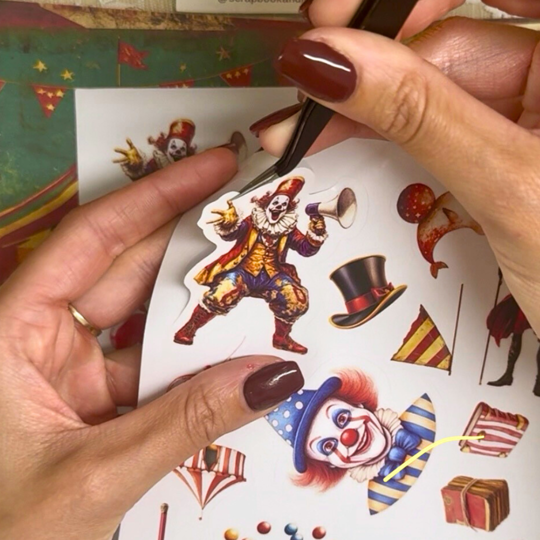 50 Pcs Vintage Circus Paper & Sticker Set