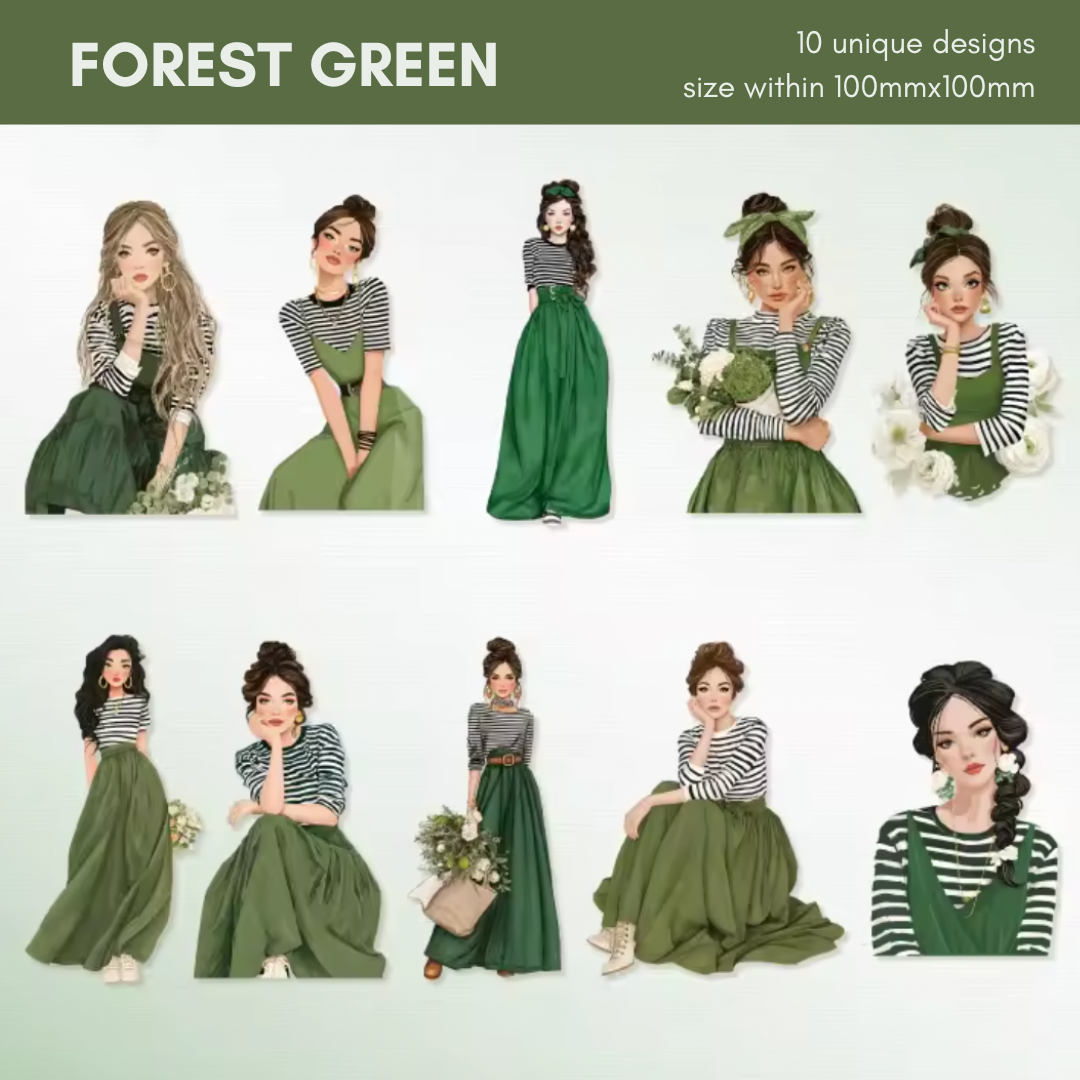 10 Pcs Summer Style Girl Stickers