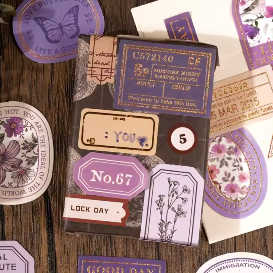 40 Pcs Small Retro Foil Label Stickers