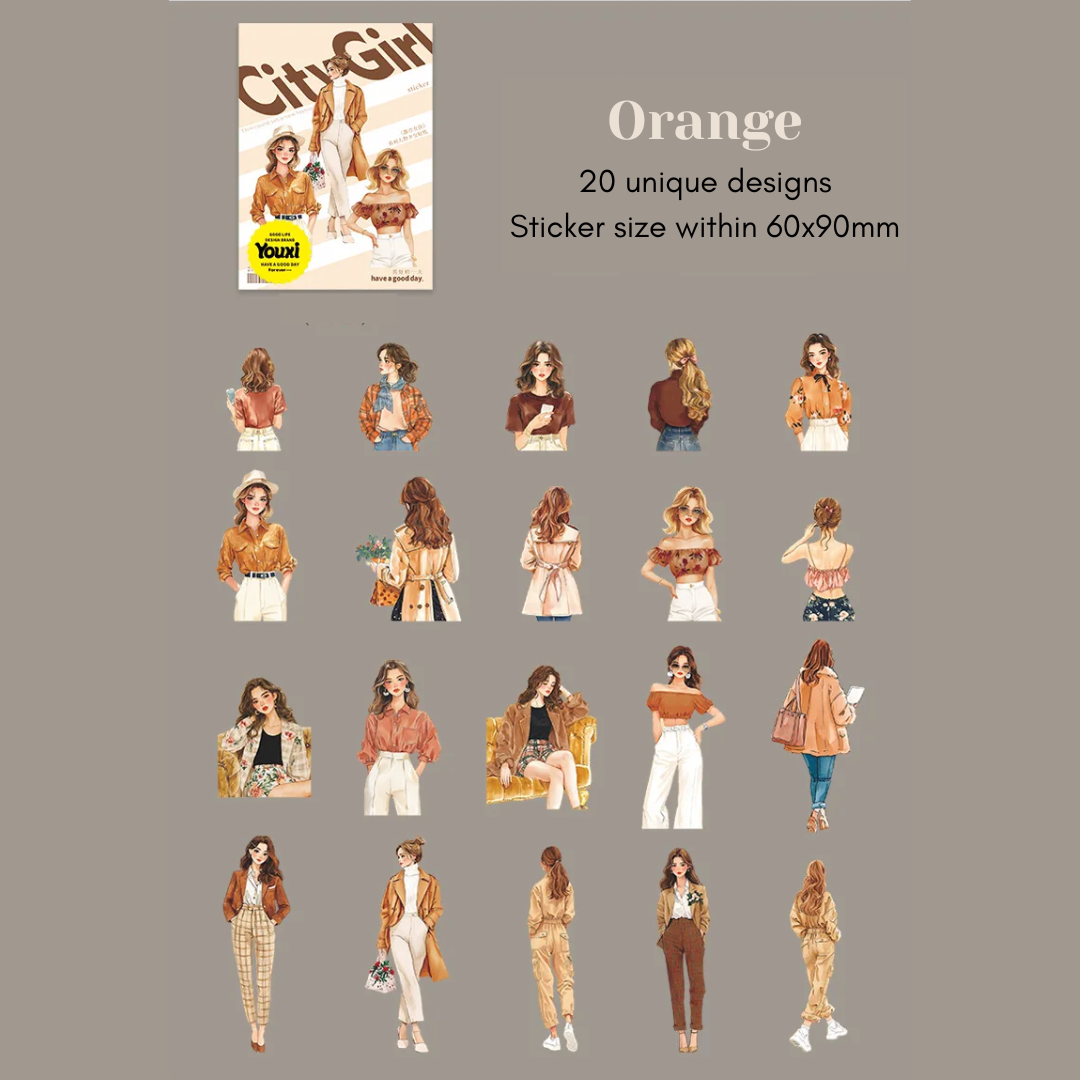 20 Pcs Urban City Girl Stickers
