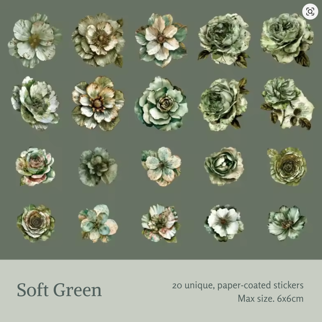 20 Pcs Large Vintage Floral Stickers