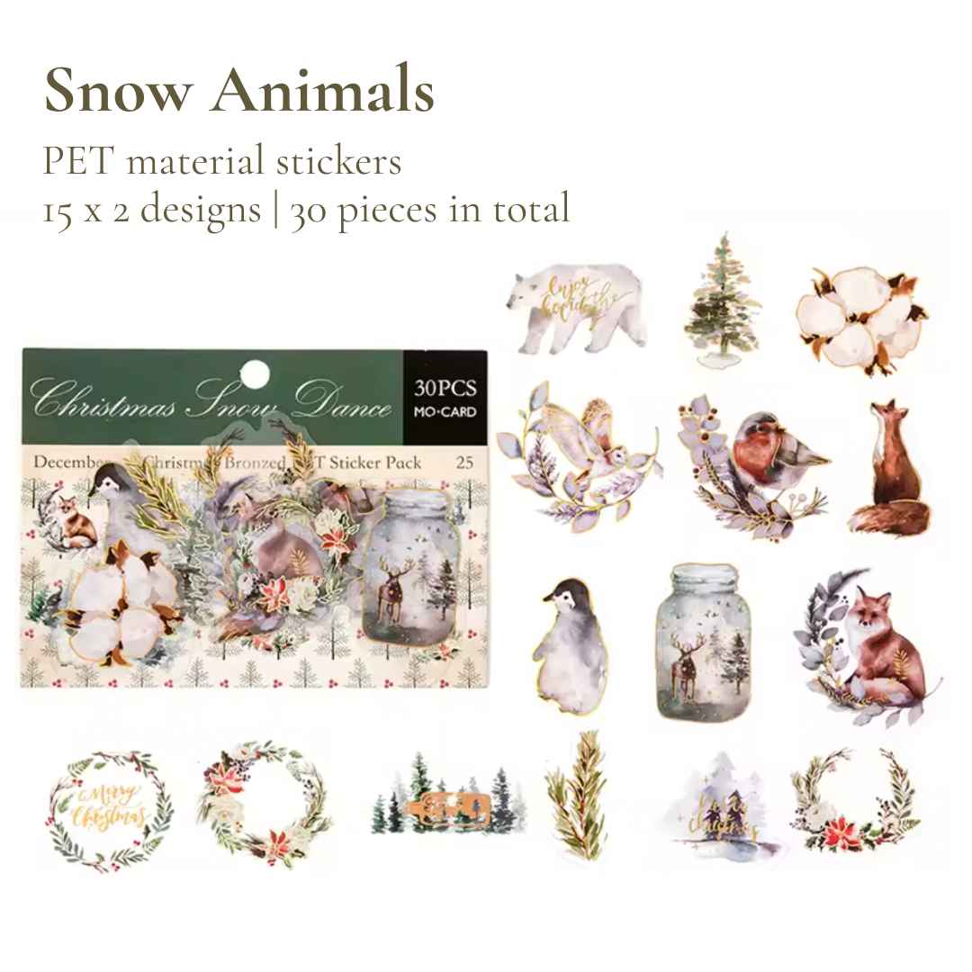 30 Pcs Gilded Christmas Memories Stickers