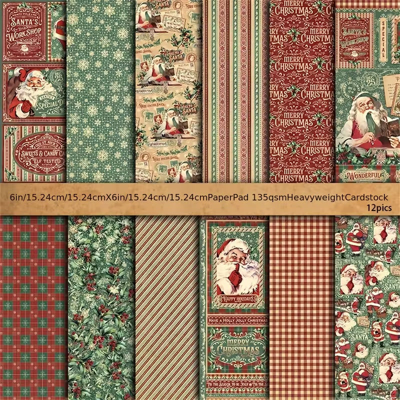 12 Page Retro Christmas Cardstock 6x6 Paper