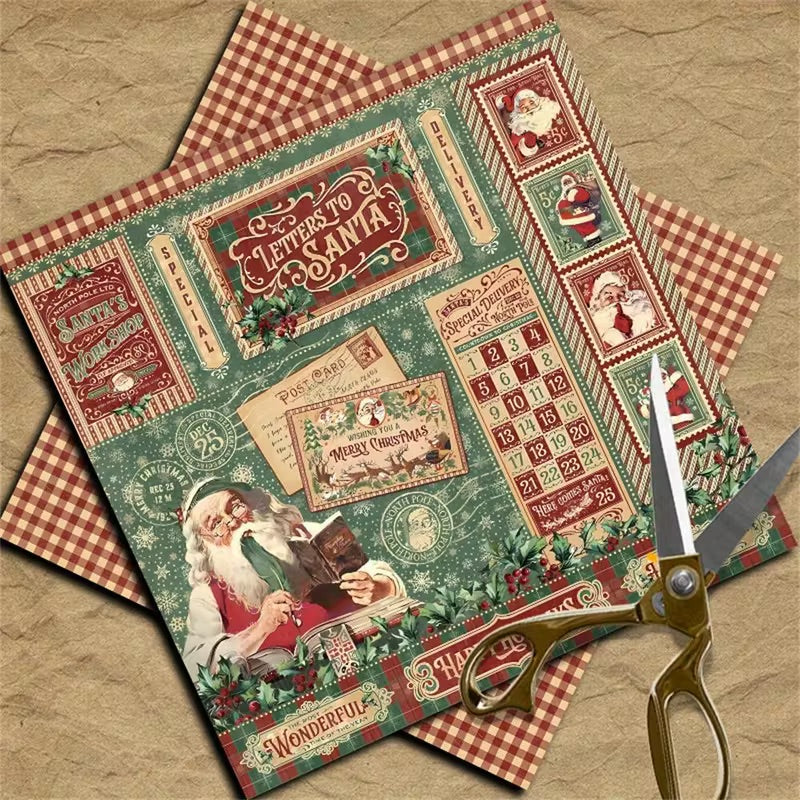 12 Page Retro Christmas Cardstock 6x6 Paper