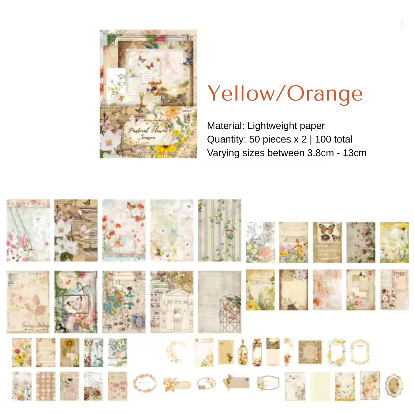 100 Pcs Botanical Paper Set