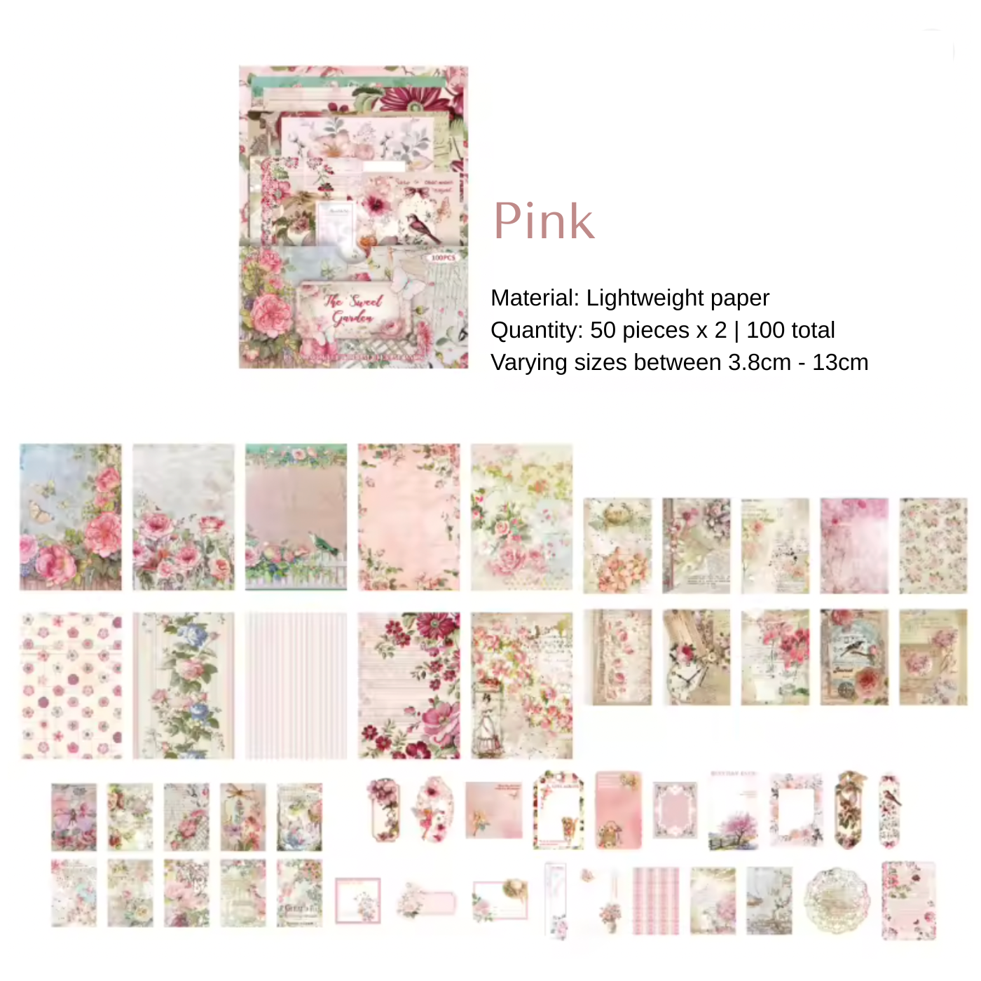 100 Pcs Botanical Paper Set