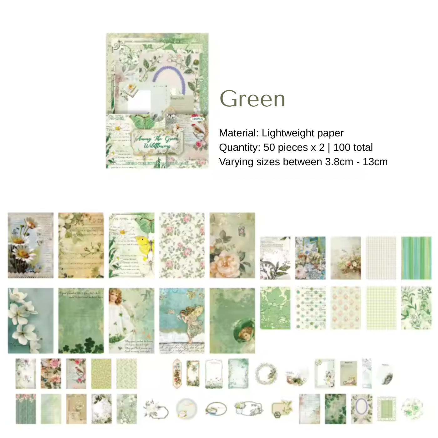 100 Pcs Botanical Paper Set