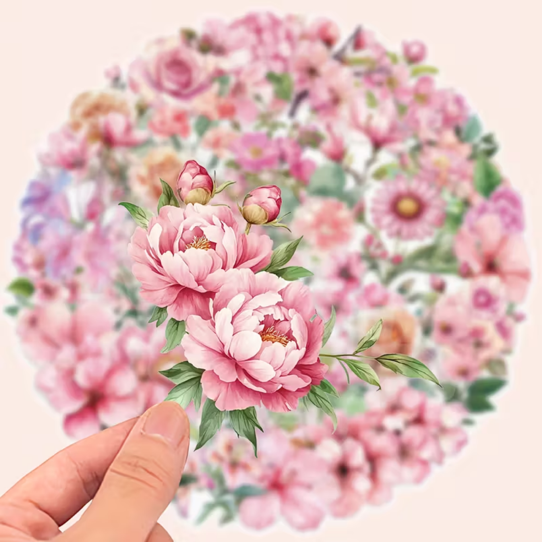 50 Pcs Botanical Bloom PET Stickers