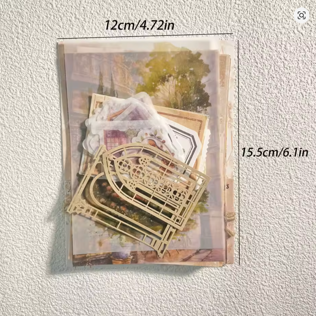 56 Pcs Vintage Paper and Stickers Set