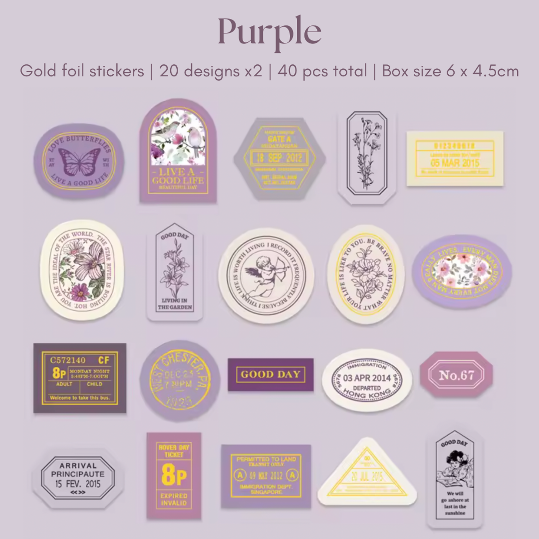 40 Pcs Small Retro Foil Label Stickers