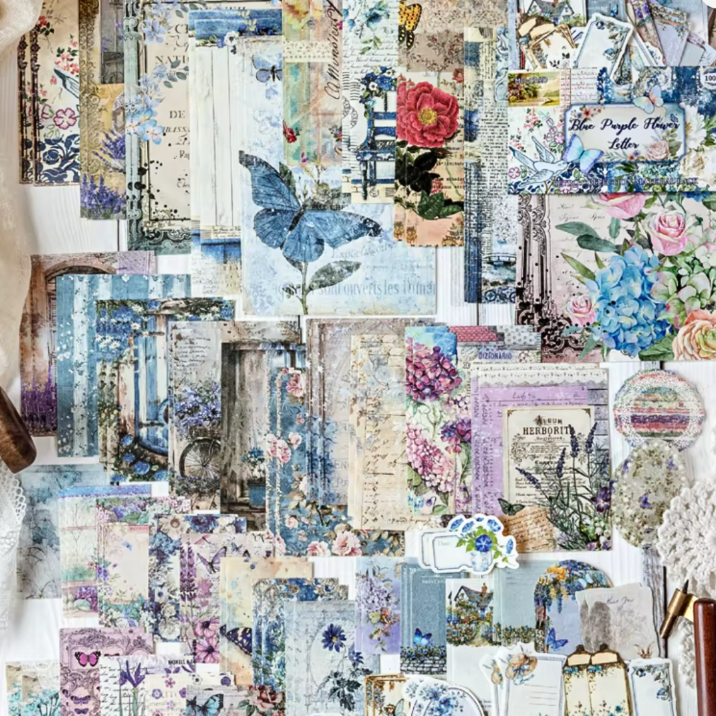 100 Pcs Botanical Paper Set