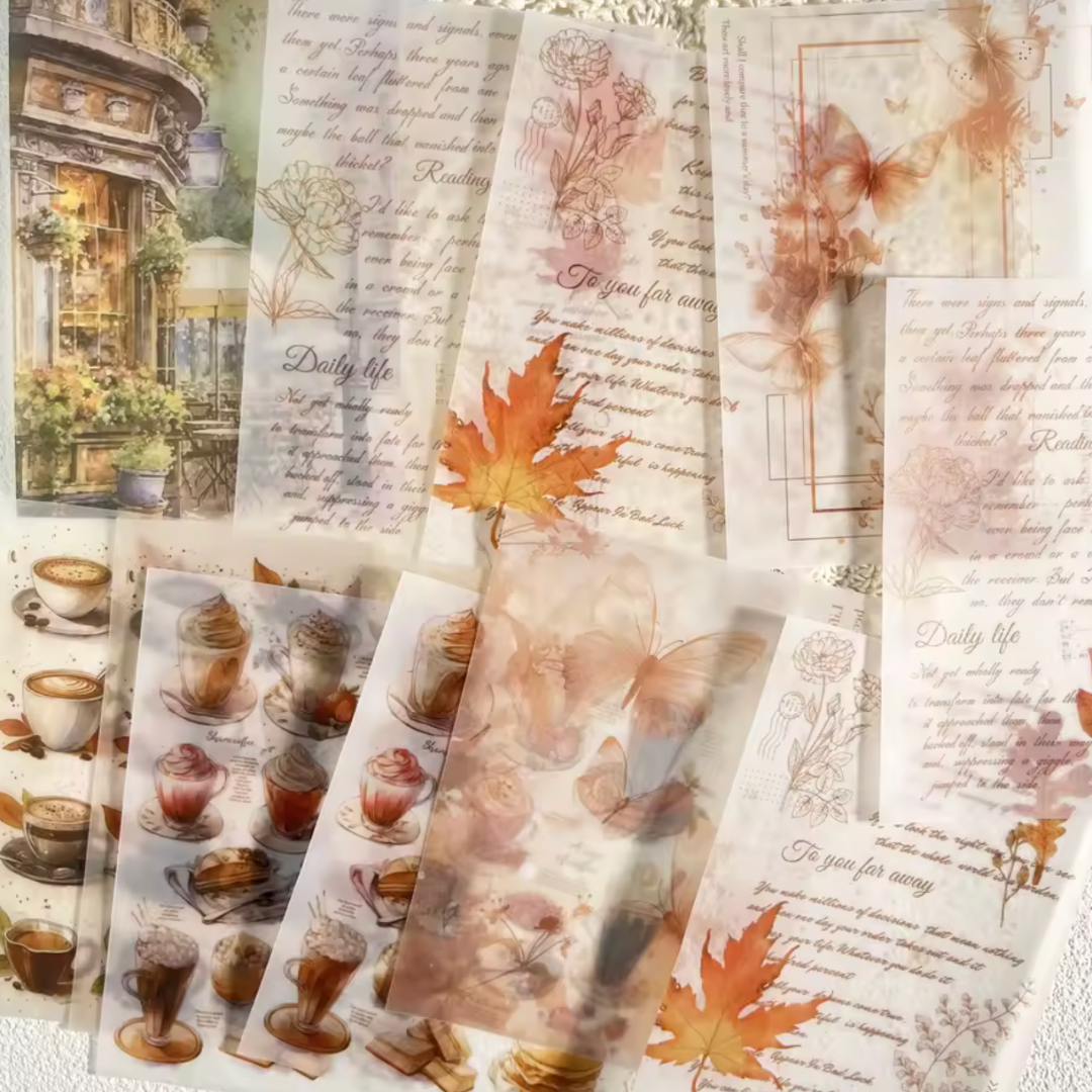 56 Pcs Vintage Paper and Stickers Set