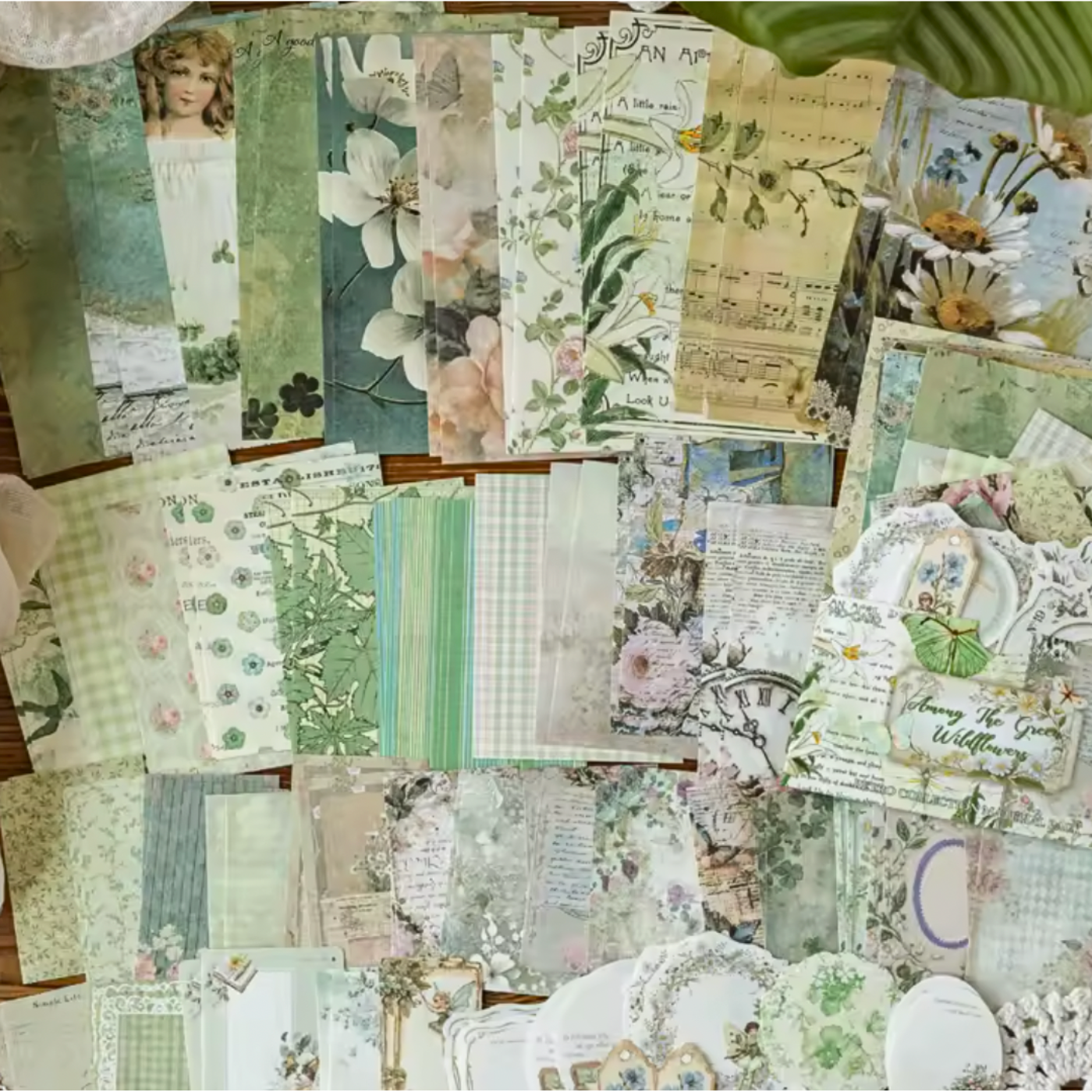 100 Pcs Botanical Paper Set