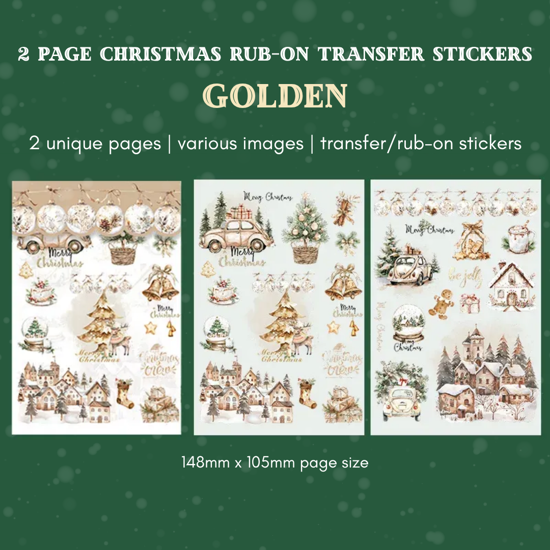 2 Sheet Christmas Rub-On Transfer Stickers