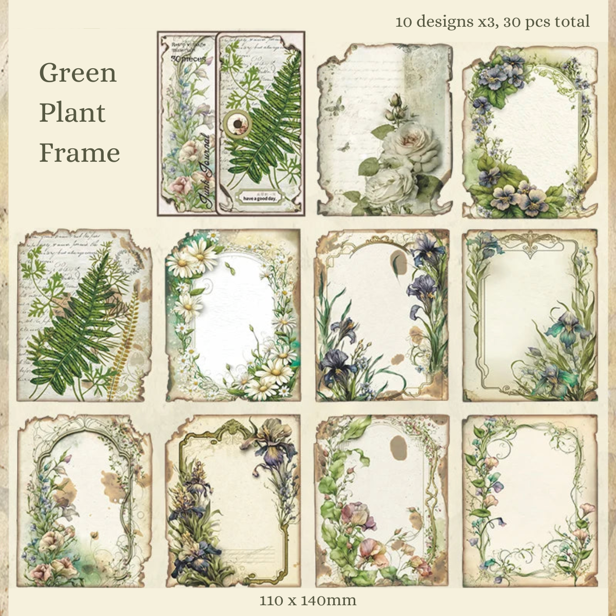 30 Pcs Lost Garden Vintage Paper