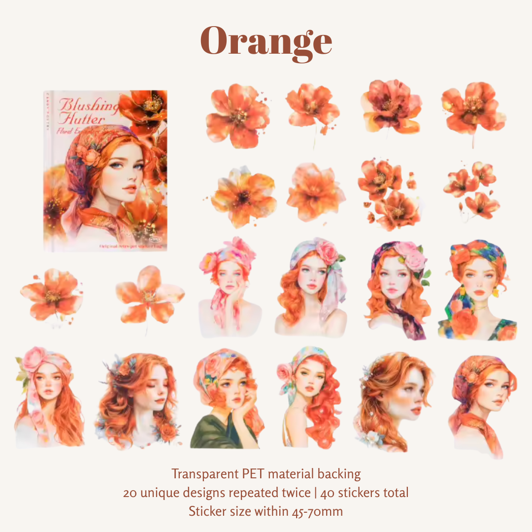 40 Pcs Floral Muse Girl Stickers