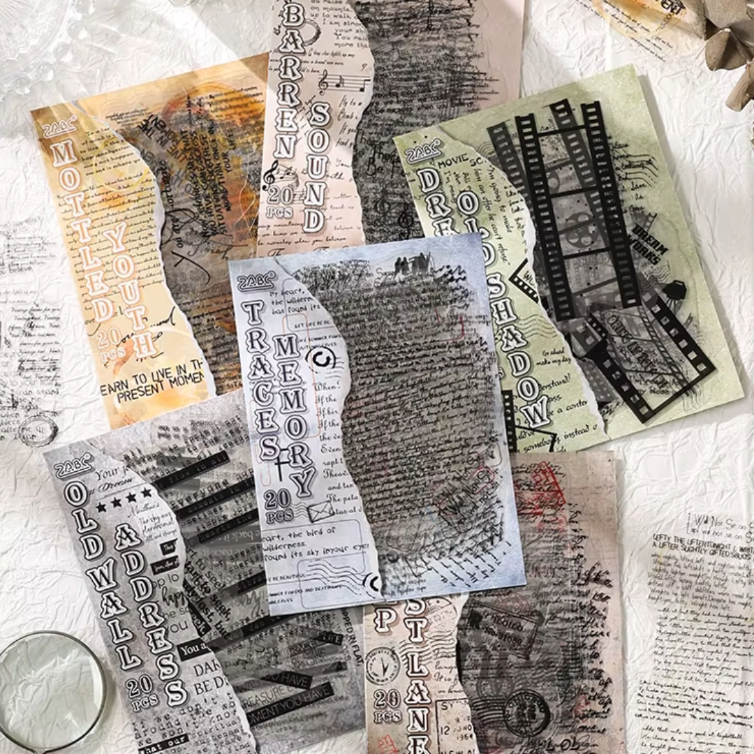 20 Pcs Vintage Text Fragments Stickers