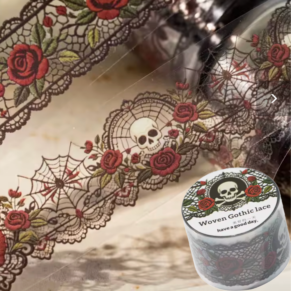 2m Woven Gothic Lace PET Tape