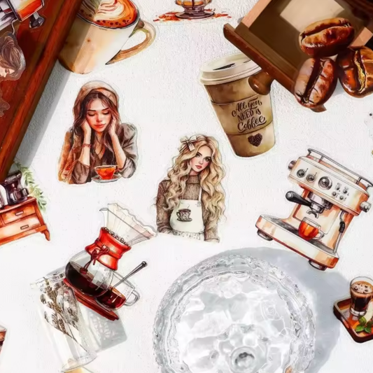 20 Pcs Coffee Life PET Stickers