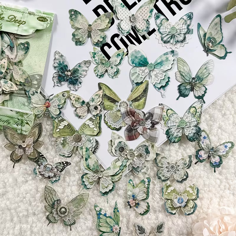 25 Pcs Layers & Lace Butterfly Stickers