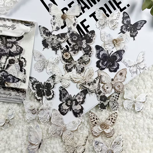 25 Pcs Layers & Lace Butterfly Stickers