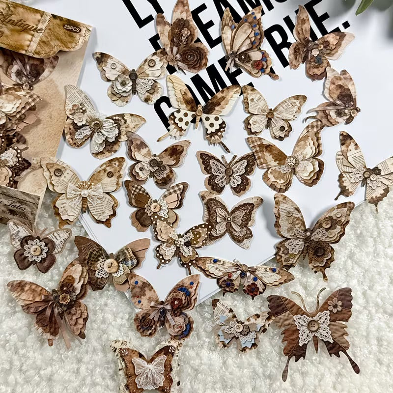 25 Pcs Layers & Lace Butterfly Stickers