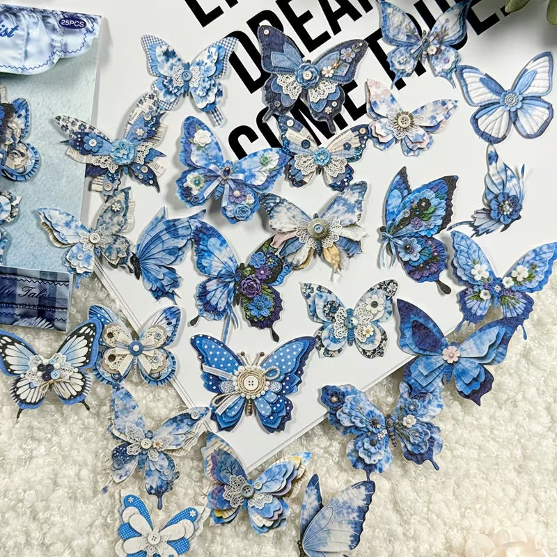 25 Pcs Layers & Lace Butterfly Stickers