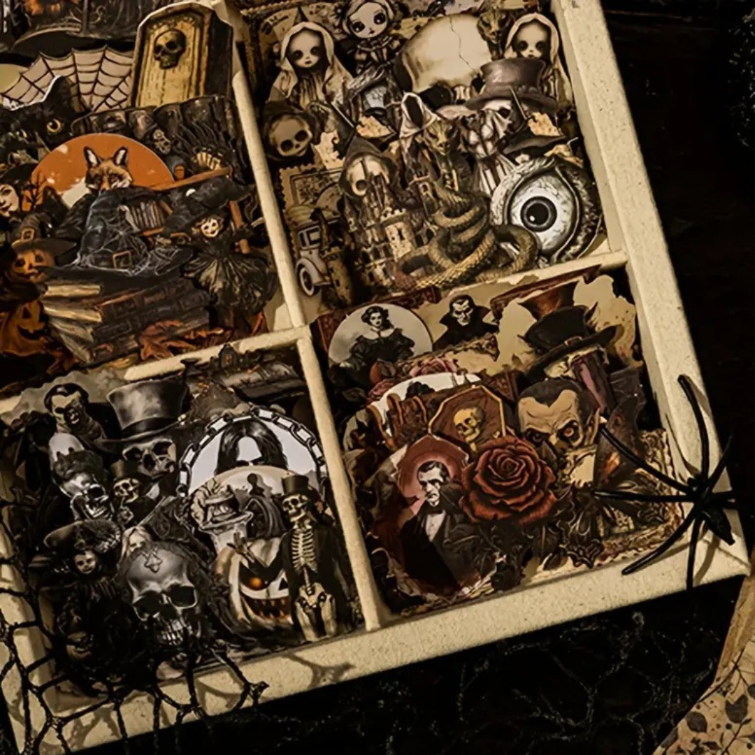60 Pcs Vintage Horror Paper & Sticker Set