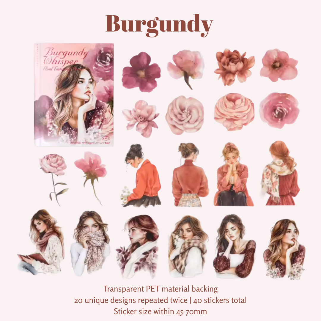 40 Pcs Floral Muse Girl Stickers