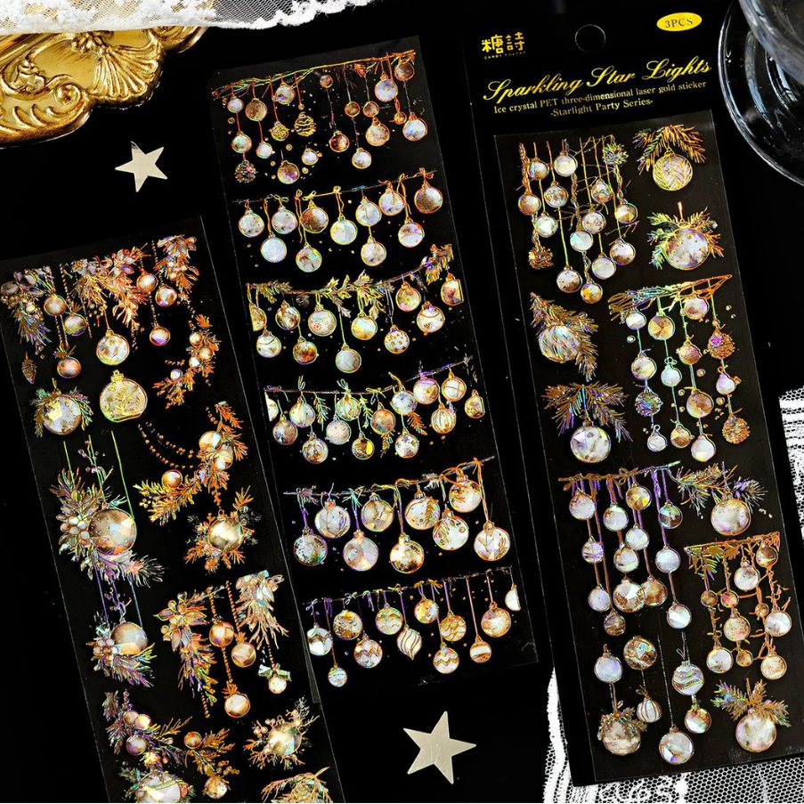3 Page Gold Foil Starlight Sticker Sheets