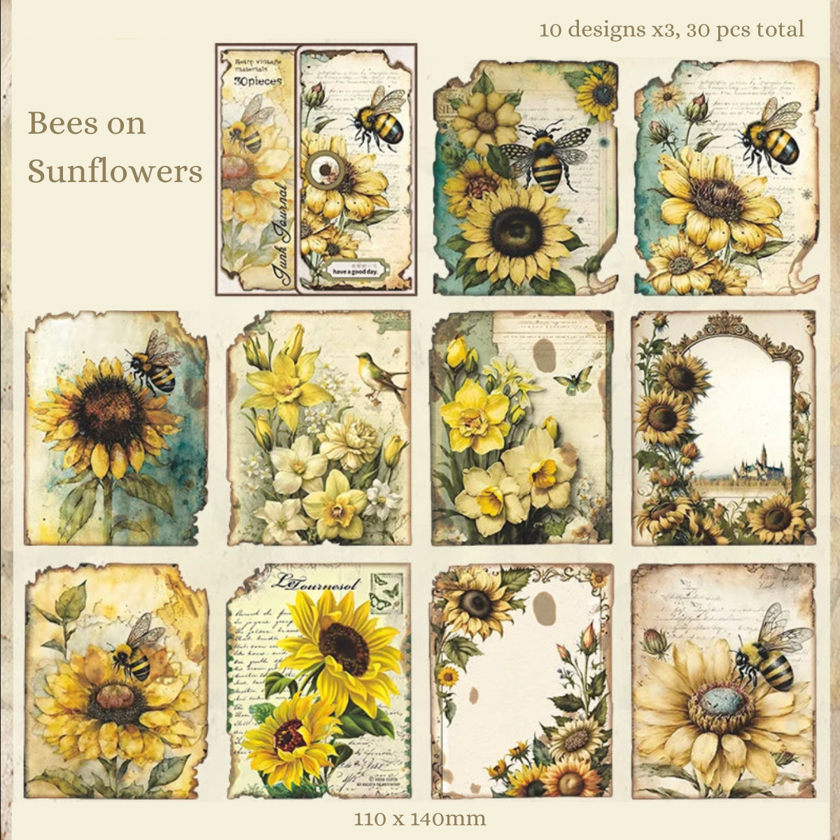 30 Pcs Lost Garden Vintage Paper