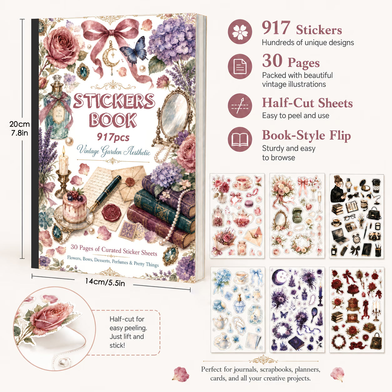 30 Page Vintage Garden Sticker Book