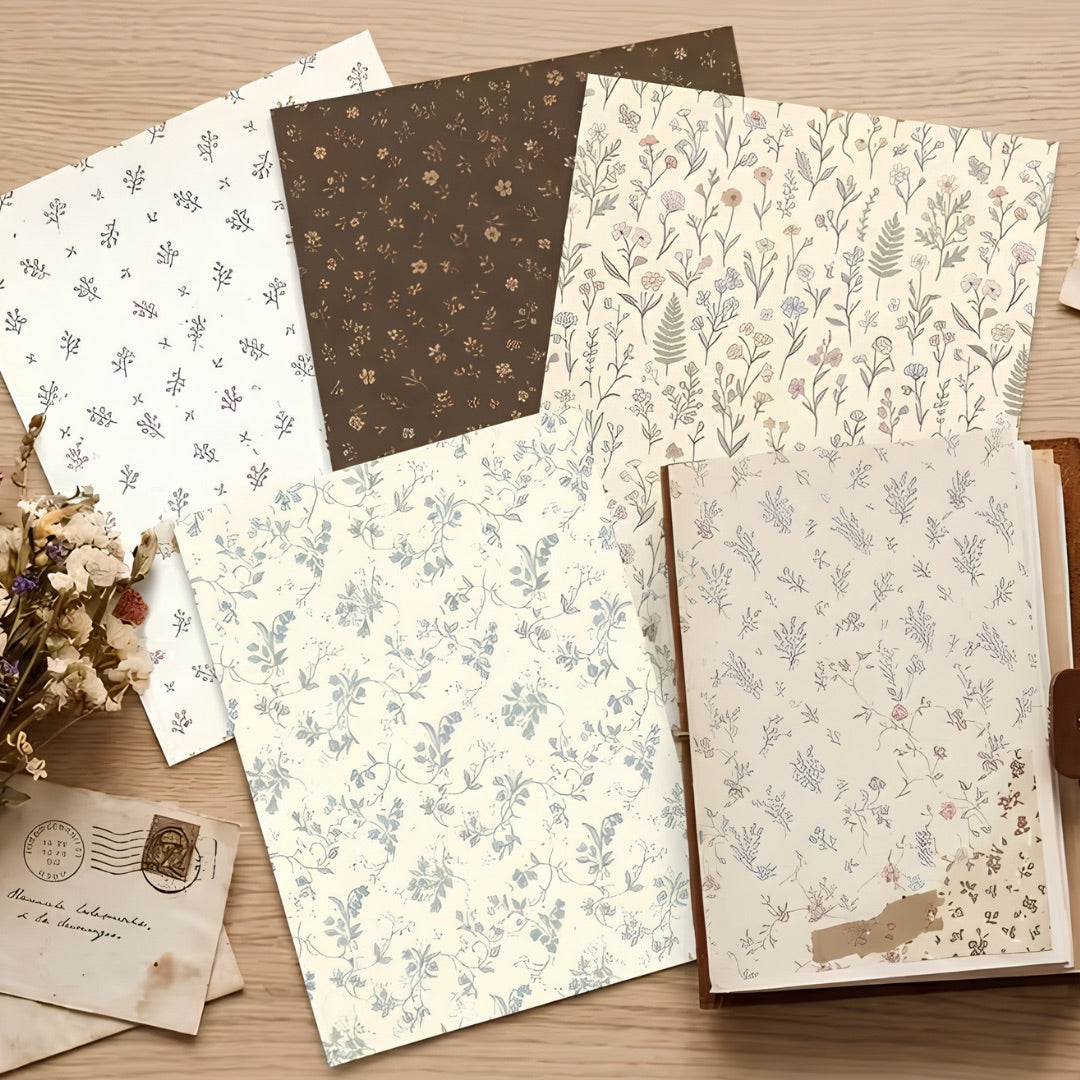 30 Pcs Vintage Wildflower A6 Paper Pack