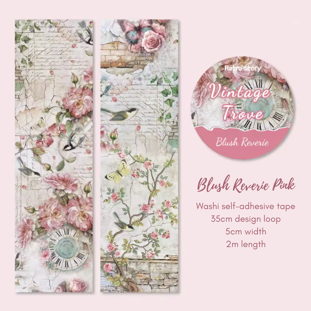2m Vintage Trove Floral Washi Tape