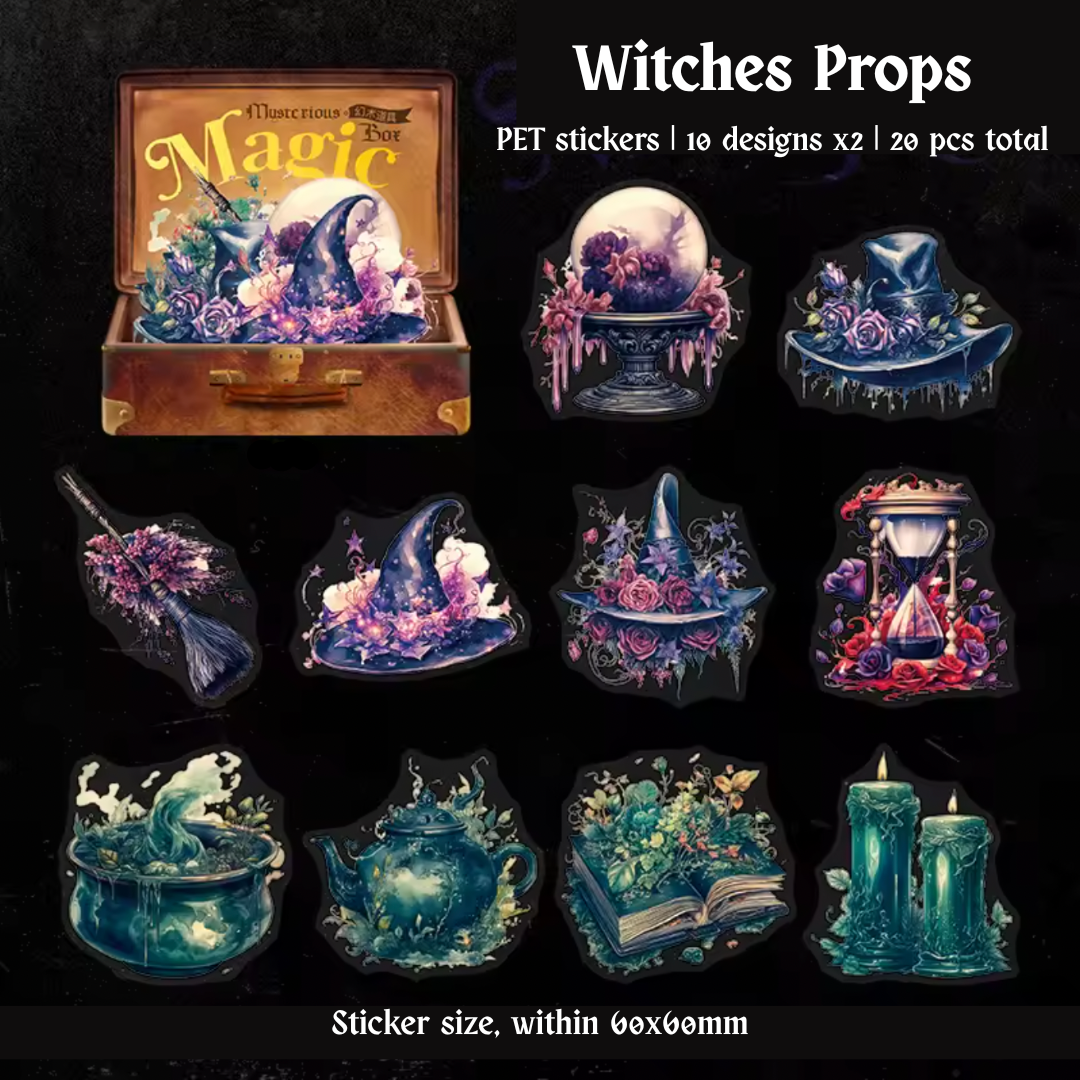 20 Pcs Magical Mystery Witch Stickers