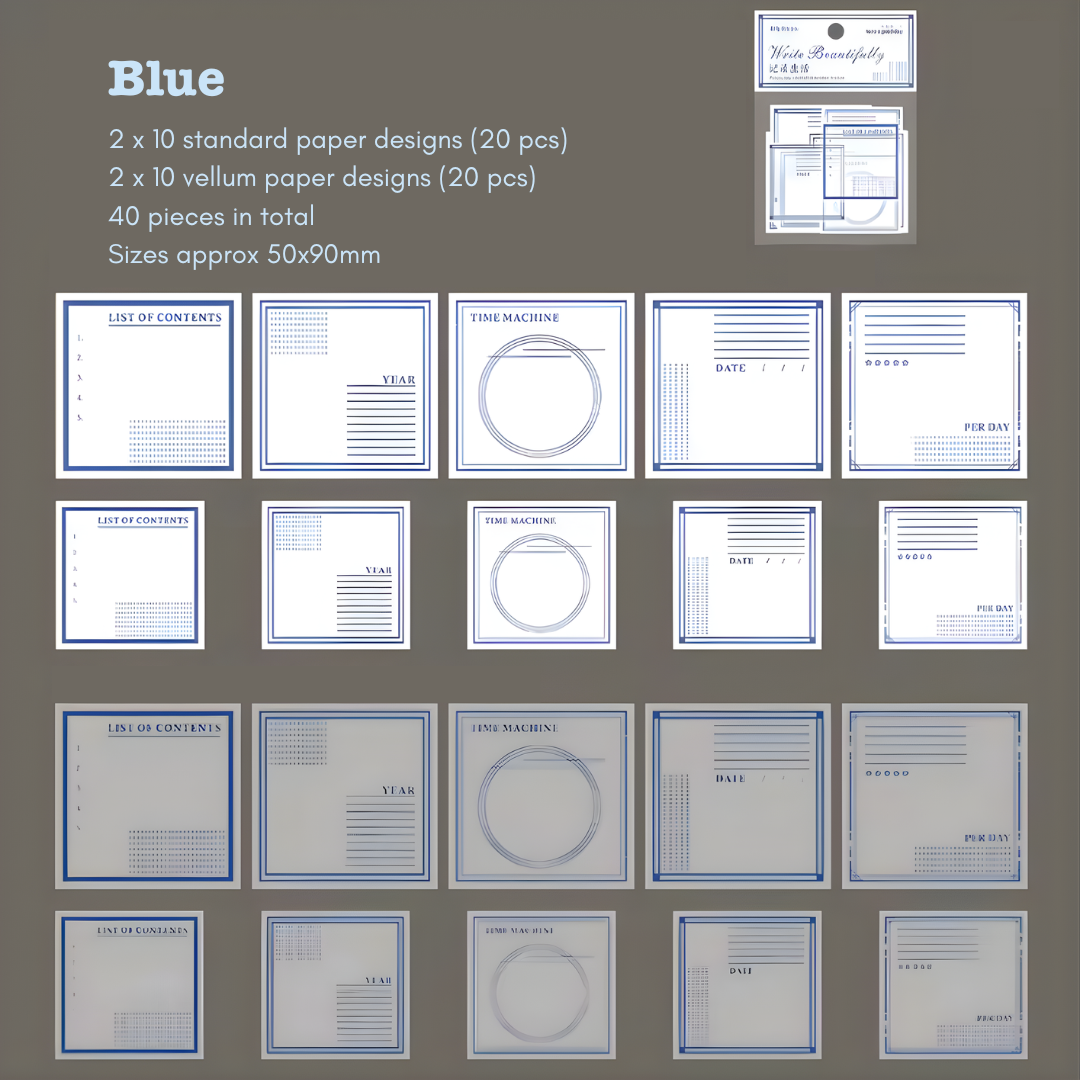 40 Pcs Small Note Paper & Vellum Pack