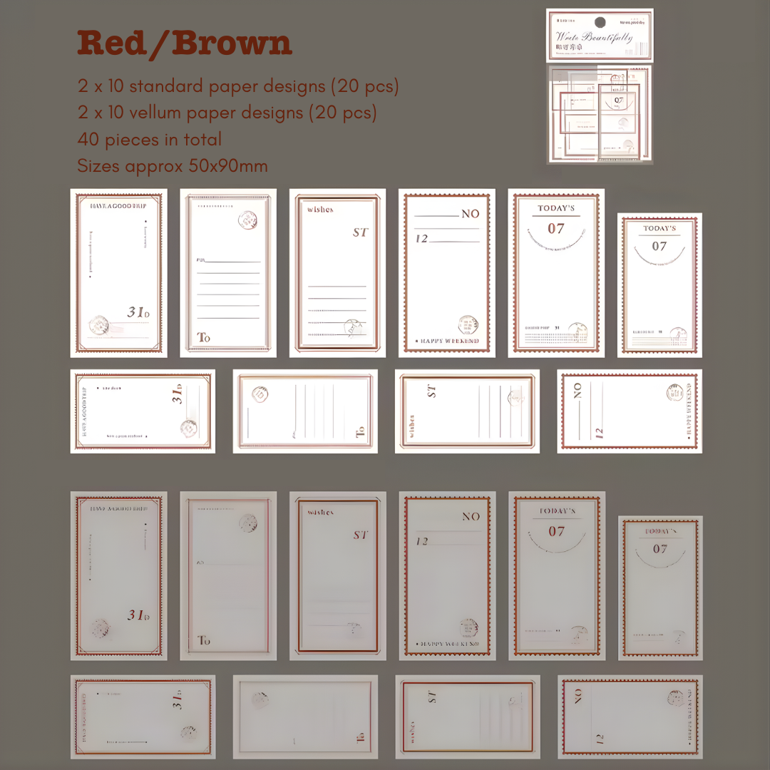 40 Pcs Small Note Paper & Vellum Pack