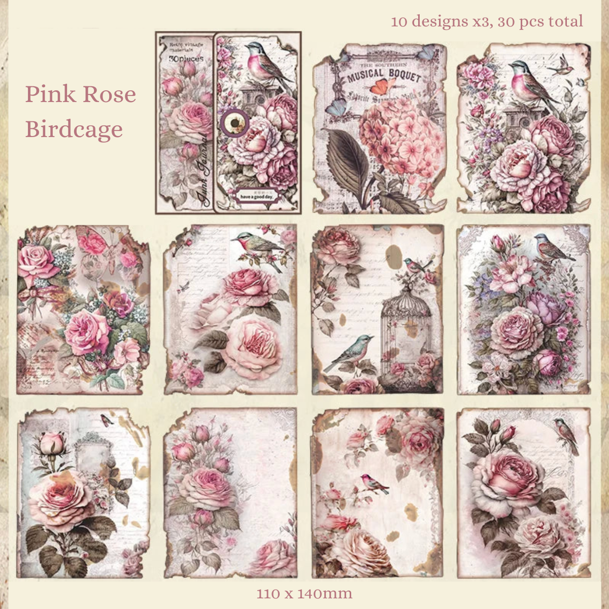 30 Pcs Lost Garden Vintage Paper