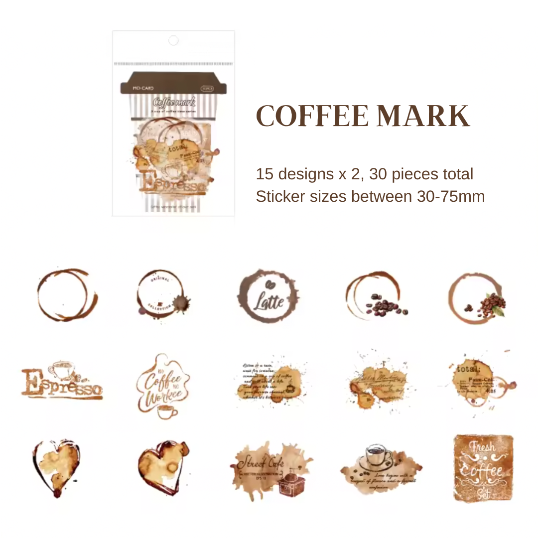 30 Pcs Aesthetic Coffee Stickers