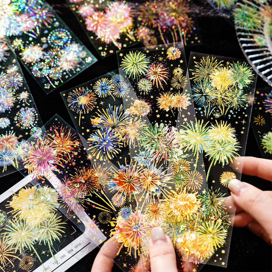 3 Page Firework Foil Sticker Sheets