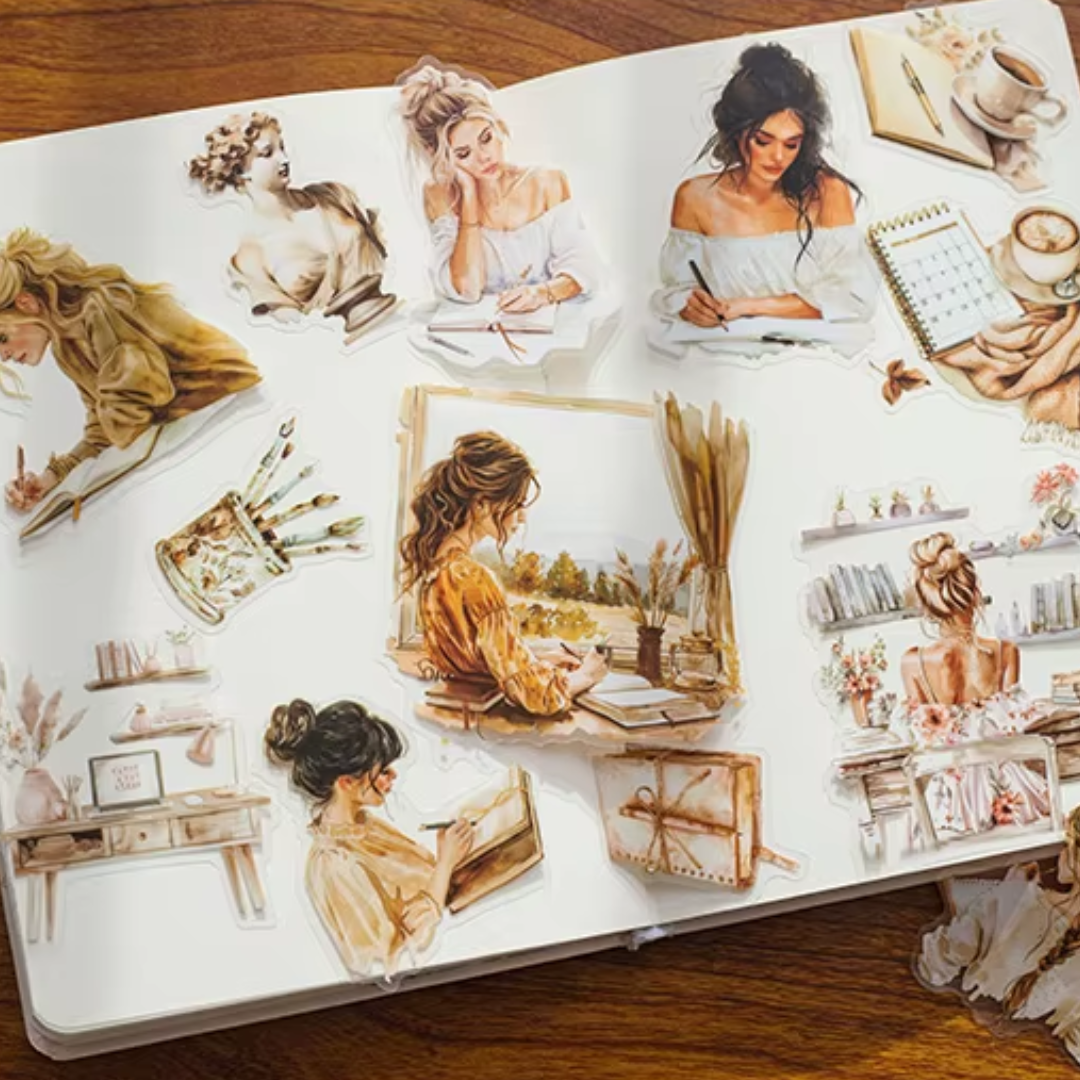 20 Pcs Fashion Journal Girl Stickers