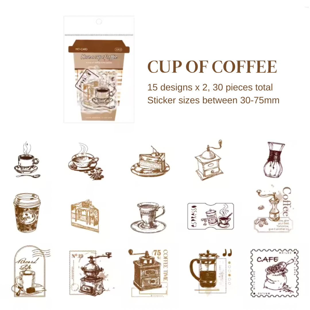 30 Pcs Aesthetic Coffee Stickers
