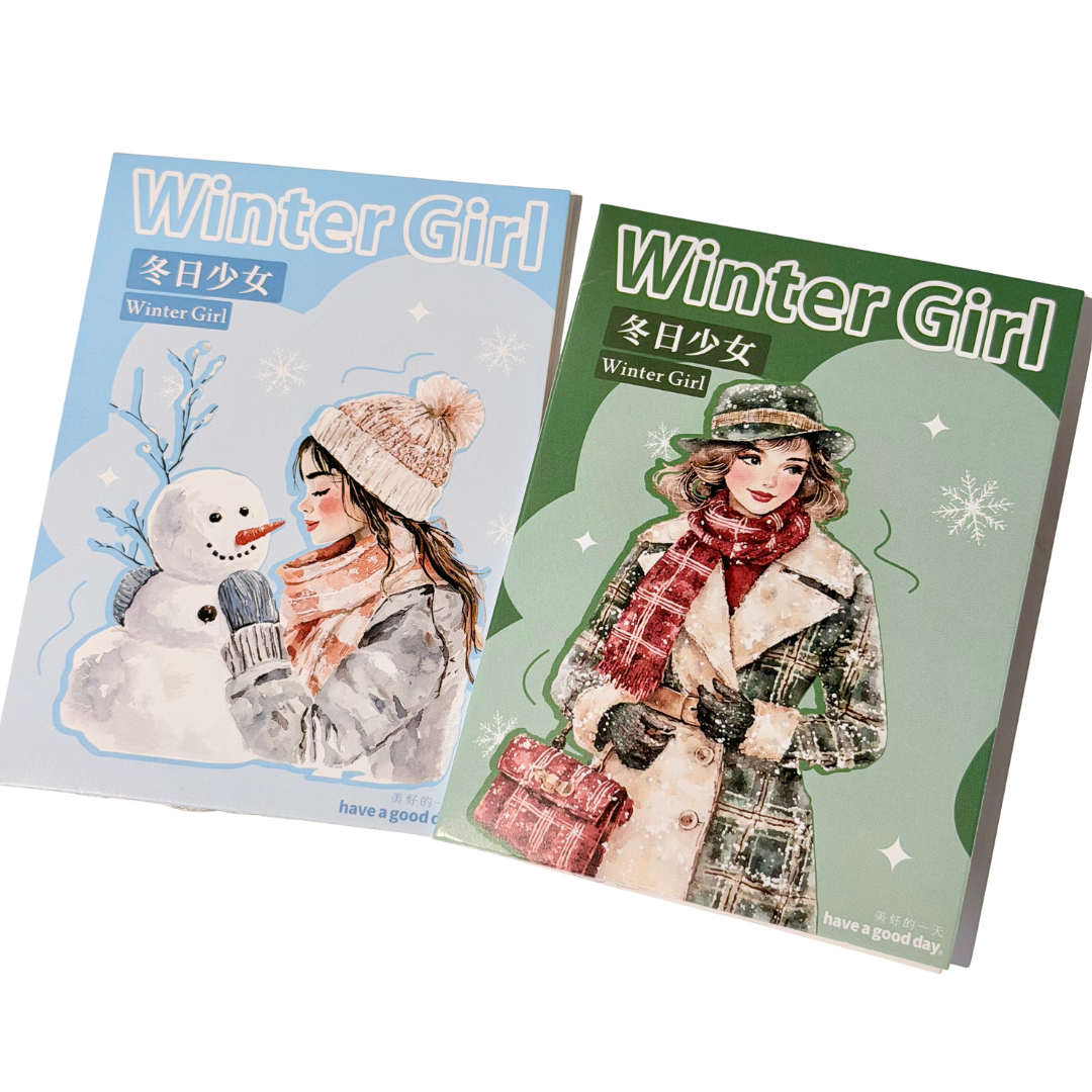 20 Pcs Winter Girl PET Stickers