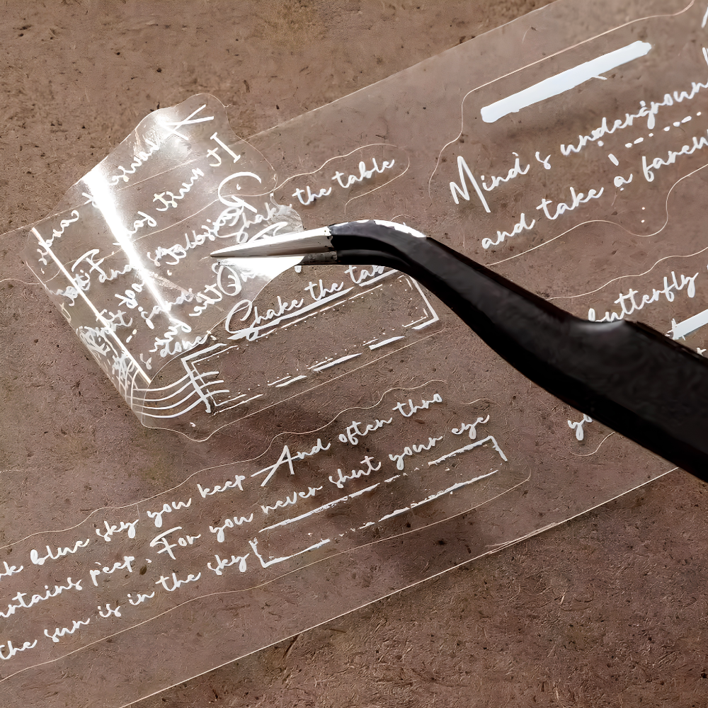 2m White Script PET Tape