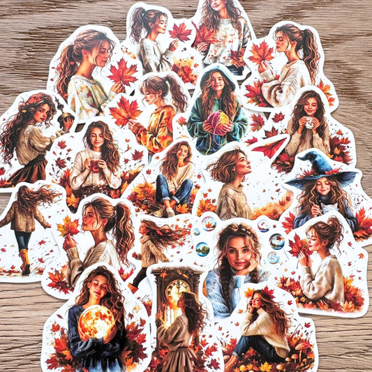 20 Pcs Fallen Leaves Matte Stickers