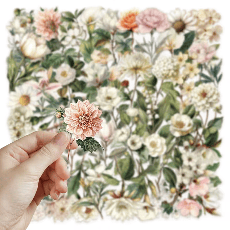 50 Pcs Botanical Bloom PET Stickers