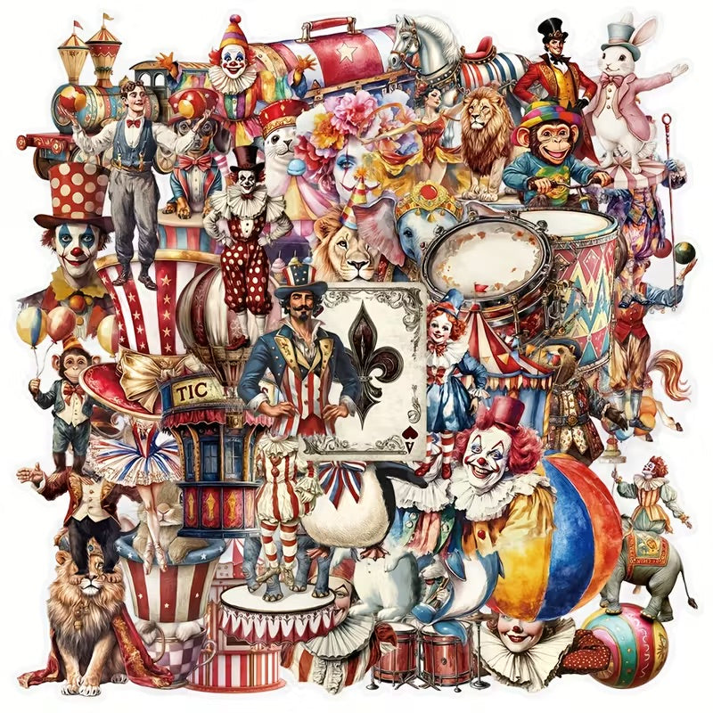 50 Pcs Big Top Circus PET Stickers